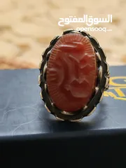  3 خاتم فضه عقيق منقوش