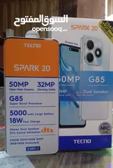  2 جهاز جديد بالكرتونة Spark 20 رام 16 جيجا 256 مكفول سنة متوفر توصيل