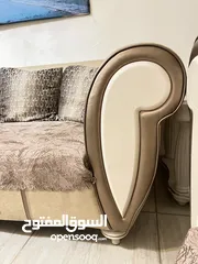  1 كنب 7 مقاعد جلد بني وبيج