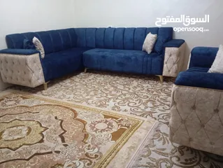  1 طقم كورنر كبتني خشب لاتيه وقراط وسفنج ضغط عاليه وقماش  روز اسطنبولي موشح وعليه طبقة بليستر طبي