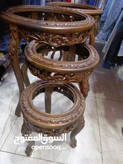  22 طقم طربيزات زان حفر دمياطي بحاله الوكاله ناقصه زجاج وبس عندي طقمين بسعر 120 دبنار