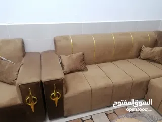  6 طقم كنب كورنر لون عسلي مع بفه استخدام عرسان شهرين فقط ما صار نصيب