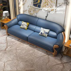  15 chair Rosewood ebony leather sofa set