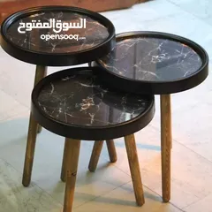  20 طاولات سرفيس 3D  زجاج حجم الكبير قطر 40سم نظام تركي  متوفر الوان  3 قطع