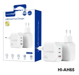  2 HAING HI-AH65 USB GaN Fast Charger 65W 3ports شاحن 65 واط