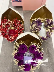  3 perfume flower box gift عطور  الورد هدايا