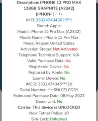  3 12 pro max new (No Active )unlocked