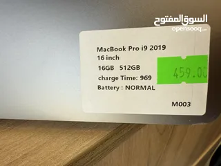  5 MacBook Pro 15.6”  موديل 2019 معالج i9  رام 16GB