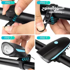  11 كشاف /زامور  امامي فاخر قابل للشحن للدراجات الهوائية usb rechargeable bicycle front light /horn