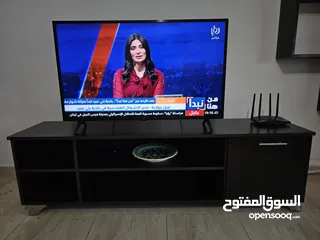  3 طاولة تلفزيون مع رفوف ديكور خشب ثقيل