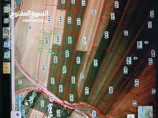  4 قطعة أرض زراعيه مساحة اربعة دونمات للبيع  في مادبا طول الواجهه على الشارع المزفت 87m بسعر مغري