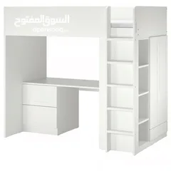  5 IKEA SMÅSTAD Loft bed, white with frame/with desk with 3 drawers, 90x200 cm