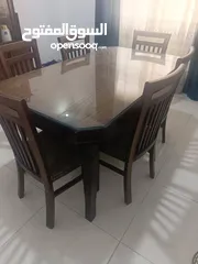  4 طاوله سفره وبوفي استعمال عرسان شبه جديد