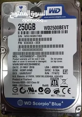  3 هارد دسك داخلي للابتوب بسعة 250 جيجا - 250GB LAPTOP HDD HARD DISK