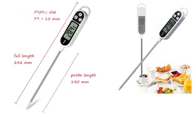  7 موازين الطبخ كيفية قياس درجة الاكل او السوائل ميزان حرارة لقياس درجة حرارة الطعام من (-50) الى (300)