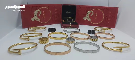  4 اكسسوارات اوروبيه فاخره أساور كارتير Cartier وخواتم جديد غير مستعمل ..