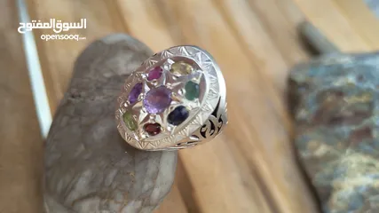  2 خاتم فضة مميز مع احجار الكريمة  special ring from silver 925 and precious gemstones