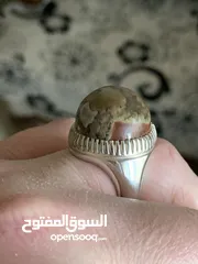  4 خاتم فضة ثقيله عيار 999 صياغة يدوية مدوية متوج بعقيق يماني قبة