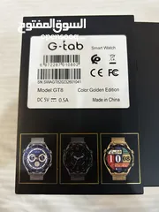  2 ساعة G-tab GT8 سمارت AMOLED لون أسود مع كستك معدن، عرض مميز ونظافة شبه جديدة بسعر ممتاز
