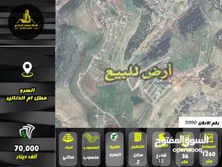  1 رقم الاعلان (3990) ارض سكنية باطلالة بانورامية للبيع في منطقة السرو