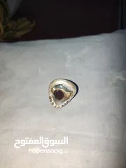  4 خاتم فضة 925 صياغة بحرينية بحجر عقيق كرزي زعفراني