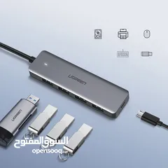  3 UGREEN CM219 Type C 4-Port USB3.0 Hub with Micro USB Power Supply وصلة متعددة المداخل