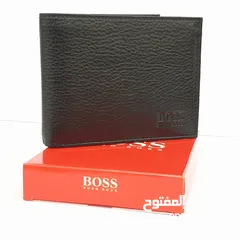  2 محفظة HUGO BOSS جلد طبيعي 100% جديده مميزة