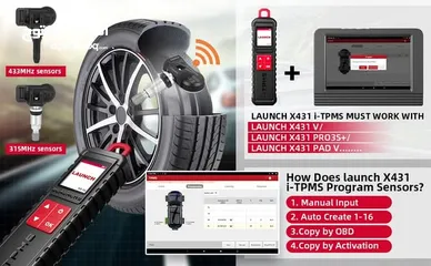  2 جهاز فحص و برمجة حساسات الاطارات I-TPMS Launch