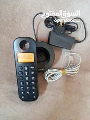  3 هاتف ارضي نوع فيلبس (Philips) الأصلي تصميم جميل لون اسود كاشف رقم لاسلكي يشبك على الفايبر