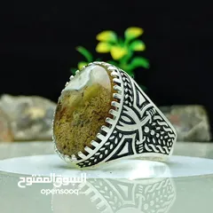  1 خواتم فضه وعقيق يمني اصلي