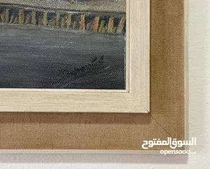  4 لوحة زيتية قديمة لهولندا مرسومة على القماش لفنان هولندي مرسومة سنة 1935