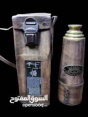  4 منظار نحاس بحري حجم كبير مع حقيبته الجلديه