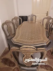  1 طاولة سفره صدف مصري مع 6 كراسي