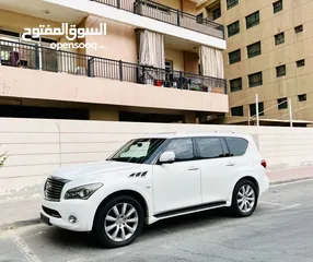  1 An Amazing And Clean INFINITI QX80 WHITE 2014 TOP OF THE RANGE GCC WITH RADAR