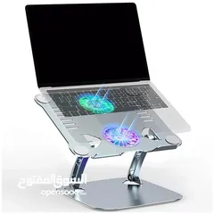  2 حامل وقاعدة للشاشة مع مراوح تبريد تصميم مدمج وأنيق يوفر مساحة على مكتب العمل
