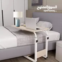 2 طاولات اكل للمرضى بجانب السرير 60 سم طاولة طبية فوق السرير، صينية طعام جانبية للسرير بارتفاع قابل لل