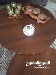  2 طقم طاولات قطعتين وسط كبيره لون بني جوزي خشب سويدي جديده