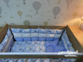  3 مسبل تخت اطفال ولادي ازرق تفصيل بحالة جديد