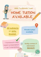  1 Female tutor available for students Kg1-5th grade English or all subjects all schools