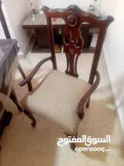  3 طاولة سفرة مع فضية مع 8 كراسي بحالة ممتازة خشب زان مع لاتيه