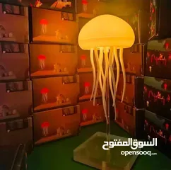  2 تيبل لامب جيلي ليد قنديل البحر  مصباح LED على شكل قنديل البحر الراقص إضاءة ليلية هادئة وملونة ت