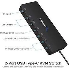  1 SABRENT 2-PORT USB TYPE-C KVM SWITCH تحويلة  هب دوكشتيشن  مداخل متعددة  