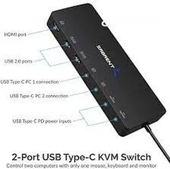  2 SABRENT 2-PORT USB TYPE-C KVM SWITCH تحويلة  هب دوكشتيشن  مداخل متعددة