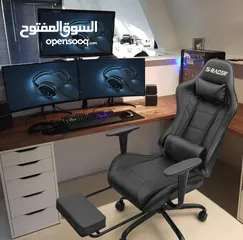  1 كرسي جيمينج Gaming chair مخصص للألعاب و الجلسات الطويلة قاعدة متحركة امكانيه التحكم بالظهر بسعر نار