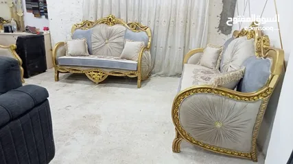  26 طقم كورنر خشب قراط ولاتيه مكفول سنتين اسفنج ضغط قماش وتر بروف. 6مخدات هدية  بفة لكل طقم كن