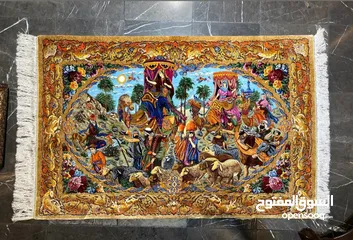 7 سجادة حريرية إيرانية يدوية فاخرة – صناعة  قم  الأصلية