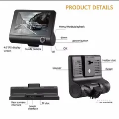  6 وفرنالكم كاميرا سيارة أمامية وخلفية وداخلي ‏3×1 VIDEO CAR DVR ‏FULL HD 1080P