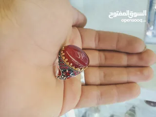  1 خواتم فضه وعقيق يمني اصلي