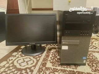  1 جهاز ديل مكتبي نضيف جدا جدا ممتاز للألعاب والدراسة مع شاشة 19 إنش وكيبورد وماوس لاسلكي