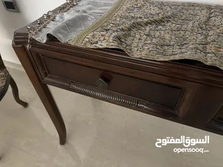  4 كونسول خشب مع مرآة برونز